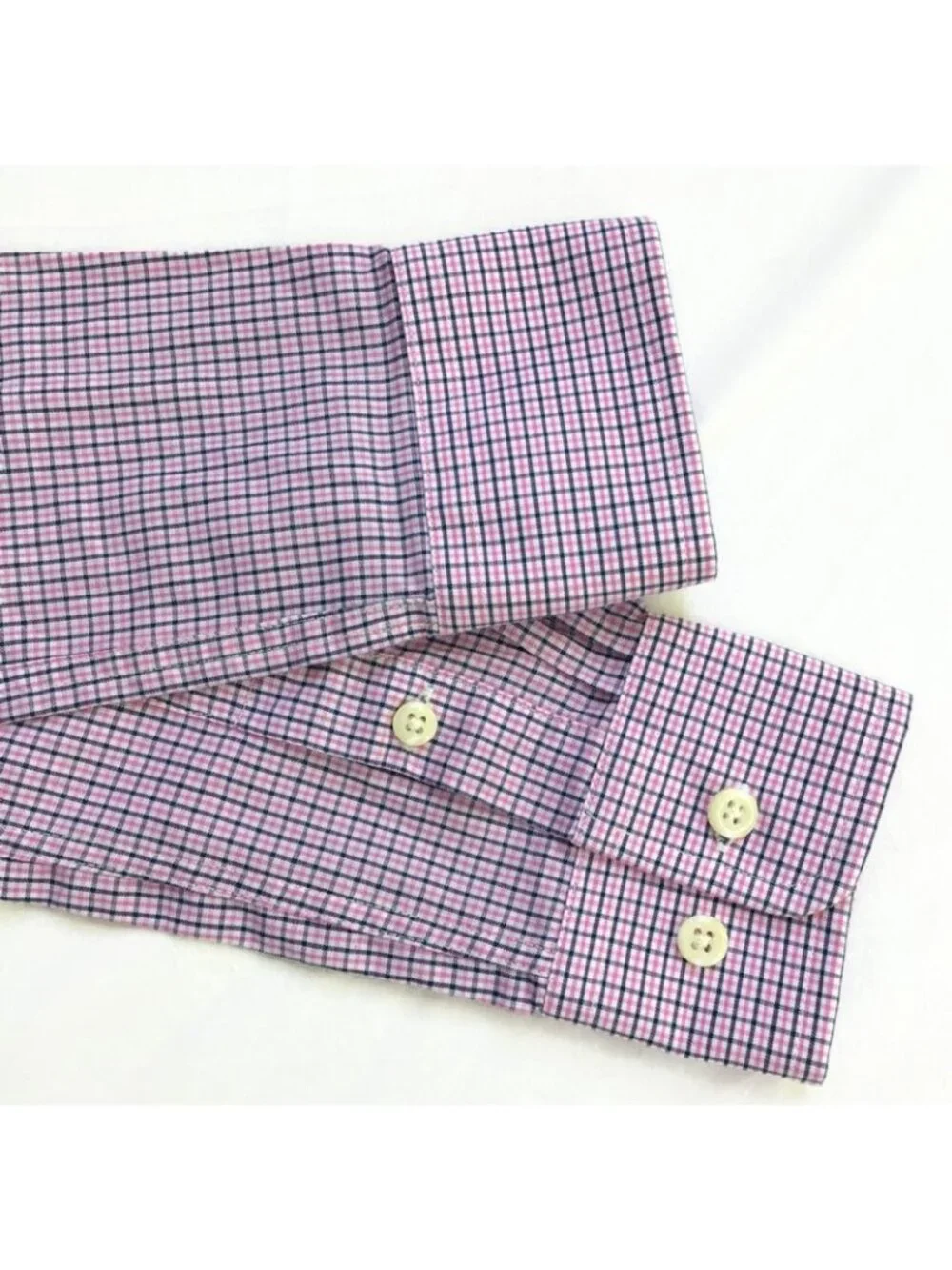 Ralph Lauren Green Label Boys Button Up Shirt Size 8 Navy Pink Plaid Y2K